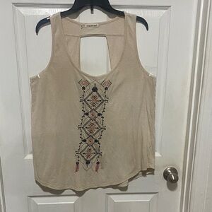 Maurice’s Marled Tan Embroidered Tank Top